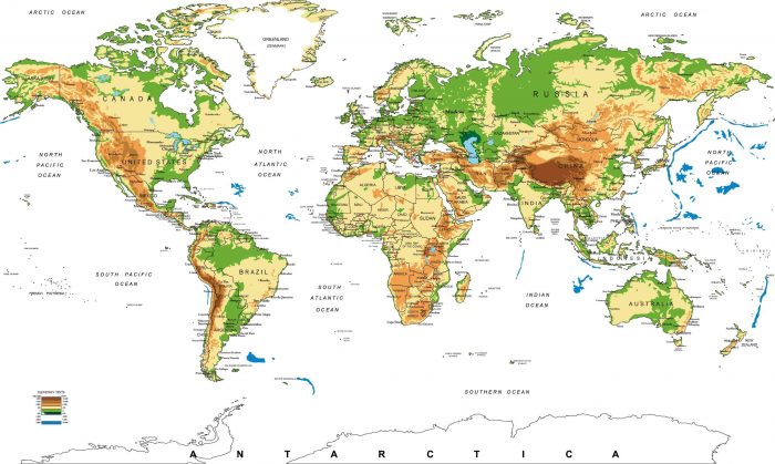 Dünya haritası fiziki world map